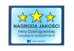 Dyplom nagroda jakości im. Ireny Dzierzgowskiej