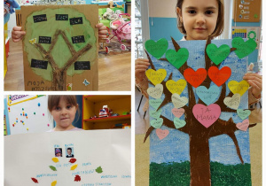 dzieci prezentują drzewa genealogiczne