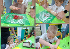 dzieci wycinają foremkami pierniczki z ciasta